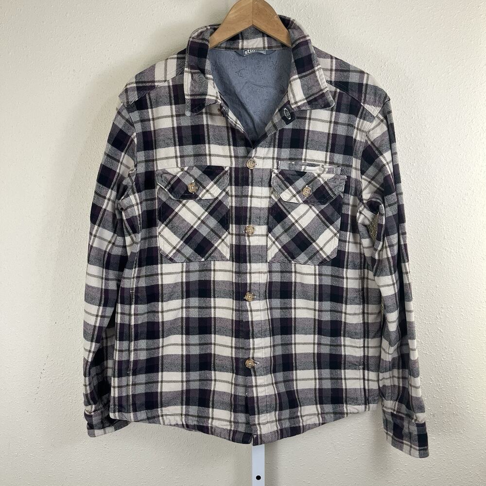 Stio Flannel Button Down Shirt Mens M Medium Shacket Multi Pocket Organic Cotton